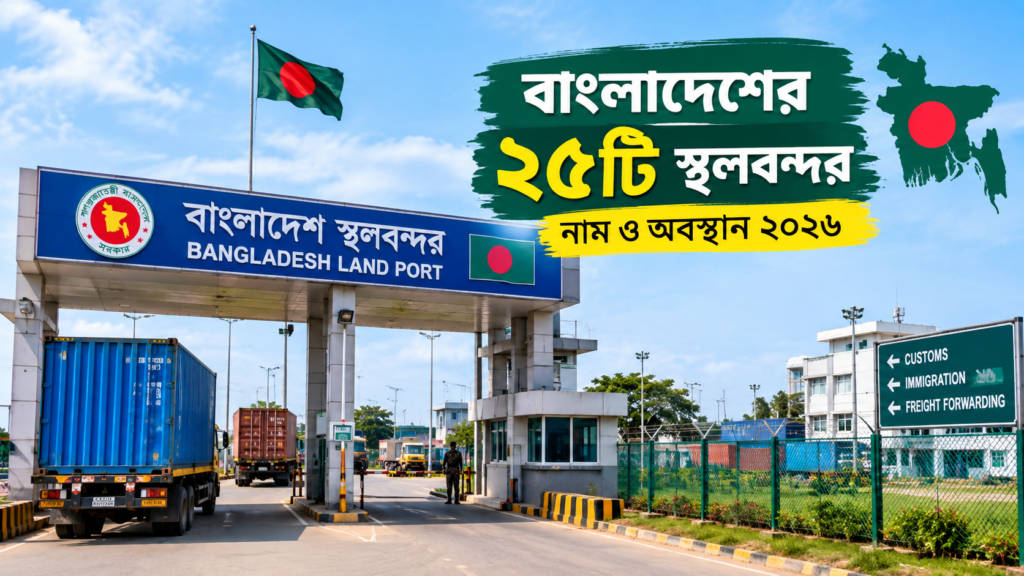 বাংলাদেশের ২৫টি স্থলবন্দরের নাম ও অবস্থান ২০২৬